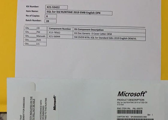 Microsoft Windows Sql Server 2019 مفتاح ترخيص برنامج DVD القياسي